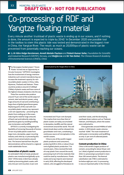 Co-processing of RDF and Yangtze floating material