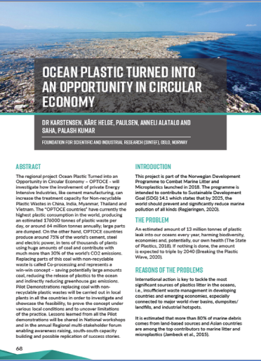 Ocean Plastic Turned into an Opportunity in Circular Economy