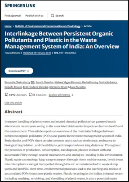 Interlinkage between persistent organic pollutants and plastic in the Waste Management System of India: An overview