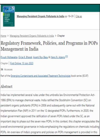 Managing Persistent Organic Pollutants in India