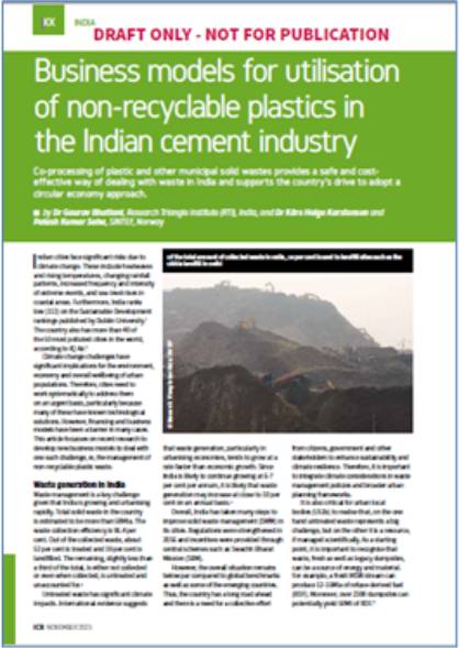 Business Models for utilization of non-recyclable plastic in the Indian cement industry